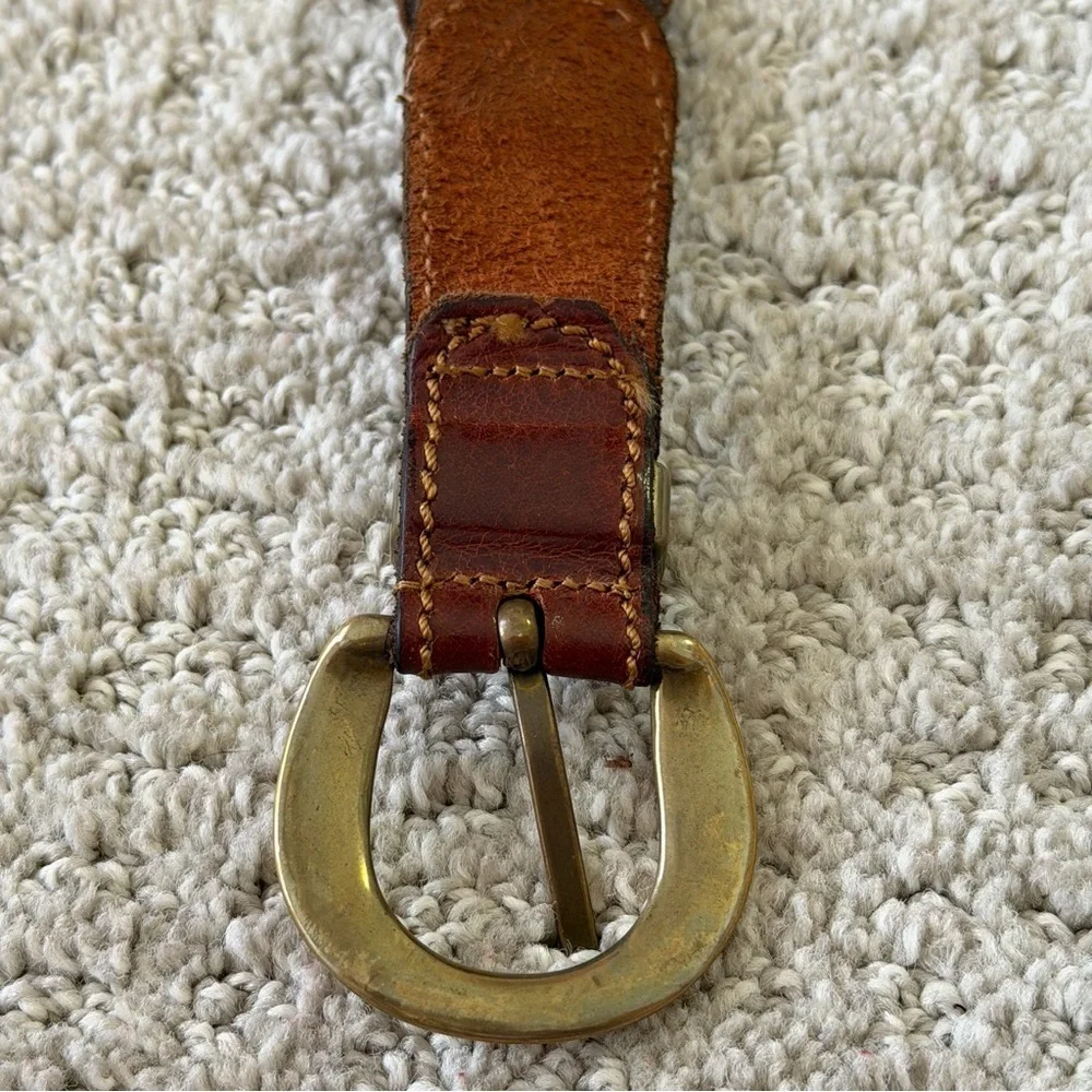 Doppia Vita Brown Braided Leather Belt Classic Modern 4XL 5XL Plus Gold Buckle